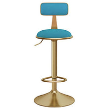 Sgabelli da bar Girevole, Regolabile in Altezza Staffa in Metallo Cuscino in Cotone per Schienale Poggiapiedi Cromato per Cucina Bancone Soggiorno Bar Ufficio(Color:Azzurro)