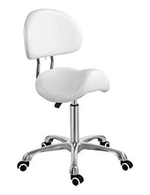 Sgabello da sella con schienale ergonomico per Esthetician Seat per Salon Tattoo Shop Spa Home Dentist Clinic (con schienale, bianco)