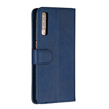 Miagon Cerniera Portafoglio Custodia per Samsung Galaxy A7 2018,Pelle Cover Flip Custodia Antiurto con 9 Slot per Schede Cinturino da Polso Kickstand,Blu