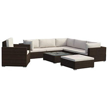 vidaXL Set Divani da Giardino 8 pz con Cuscini Foderati Lavabili Modulare Leggero Elegante Arredi da Esterno in Polyrattan Marrone Telaio in Acciaio