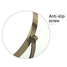 AJH Specchio bifacciale Semplice ed Elegante (Specchio Piano e Lente d'Ingrandimento 3 Volte), 6 Pollici, Asta Diritta, Bronzo Verde, Specchio da Tavolo, Specchio cosmeti