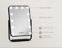 FYHpet Specchio per vanità Illuminato con 12 lampadine a LED dimmerabili e Design del Comando Touch, specchi Cosmetici di Trucco con luci