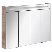 FACKELMANN - Set di mobili da bagno Stanford, 4 pezzi, con mobiletto da appendere e lavabo in ceramica, 110 cm, con specchio a LED
