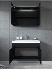 Mobile da bagno paso 02 80 cm lavabo nero lucido - Armadietto a specchio mobiletto lavabo mobili