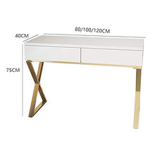 Moderno Tavolo Cosmetici Con Sgabello Imbottito Per Le Donne,Camera Da Letto Tavolo Da Trucco Con Specchio Rotondo,Specchiera Tavolo Cosmetici Con 2 Cassetti Scorrevoli-Bianco 100x40x75cm(39x16x30inch