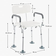VONOYA Sedia da Doccia Portatile Sgabello da Bagno in Alluminio con Schienale e Braccioli Panca da Doccia Regolabile da 5 Altezza Sedia con Piedini in Gomma Antiscivolo