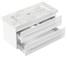 Mobile bagno marmo Bianco Carrara Damo 100cm,senza foro, bianco lucido