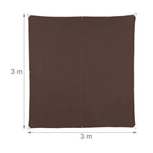 Relaxdays, Marrone Tenda a Vela Quadrata, Idrorepellente, Anti UV, con Corde di Supporto, Terrazza, Giardino, LxP: 3x3 m