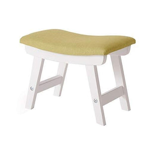YANG Imbottito Poggiapiedi Dressing Table Sgabello concavo sede Change Scarpe da banco Pouf in Legno ottomano con Copertina in Lino Estraibile, Carico Massimo 200kg, 38x24x29cm