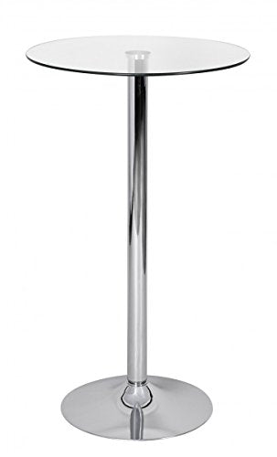 KADIMA DESIGN Bar tavolo da bar tavolo da bistrò tavolo merenda cromo / vetro 60 centimetri rotonda