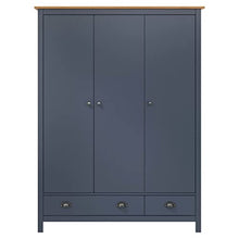 vidaXL Armadio a 3 Ante Hill Range Grigio 127x50x170cm Massello Pino