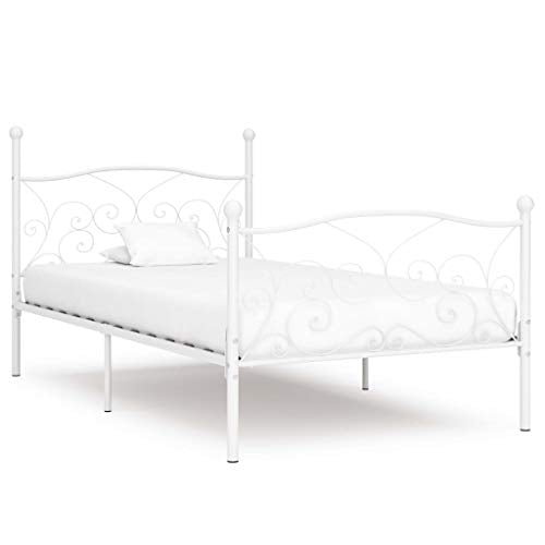 BIGTO - Struttura letto in metallo, per camera da letto, stile bianco, 100 x 200 cm