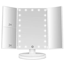 Specchio per Il Trucco, Specchio per Il Trucco con Luci Specchio per Il Trucco Illuminato, Specchio per Il Trucco A Tre Ante con 22 Luci A LED E Ingrandimento 2X / 3X1X, Oscuramento del Touch Screen