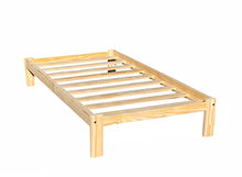 Letto singolo in legno di pino massiccio Alaska con doghe in legno di pino, non rifinito con supporto per materasso a doghe in legno, senza bisogno di molle, adatto per materasso singolo, 90 x 190 cm