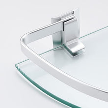 Umi. Aluminum Glass Shelf Bathroom Bath Corner Caddy Basket Storage Hanging Organizer with Extra Thick TEMPERED Glass Contemporary Style Wall Mount Single Tier, 2-PACK, A4120A-P2