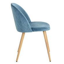 N/A Set di 2/4/6 sedie da Pranzo in Velluto Sedie Mid-Century in Stile Moderno per Il Tempo Libero Sedie Laterali Imbottite con Gambe in Metallo per Soggiorno (Blu, 4)