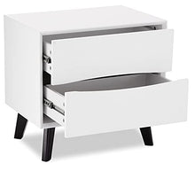 Ibbe Design Comodino con Cassetti Bianco Nero MDF Comodino Letto Stile Scandinavo Moderno Lyon per Soggiorno Camera da Letto, Gambe in Legno Masselo Nero
