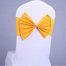 MOONRING 10PCS Chair Back Bos Ribbon, Bowknot Elastic Chair Bands Decorazioni per la cena di nozze,Giallo