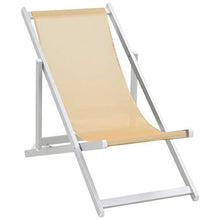 Fesjoy Sdraio da Giardino Lettino Sedie da Spiaggia Pieghevoli Sedie a Sdraio Garden Beach Sedie da Campeggio Esterne Regolabili da 2 Pezzi Lettino Telaio in Alluminio Superficie di textilene Crema