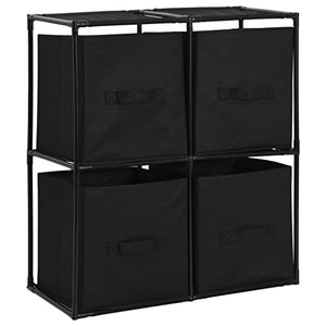 vidaXL Armadietto con 4 Cestini in Tessuto Nero 63x30x71 cm in Acciaio Mobile Utile Pratico Comodo Funzionale Soluzione Salvaspazio Robusto Solido