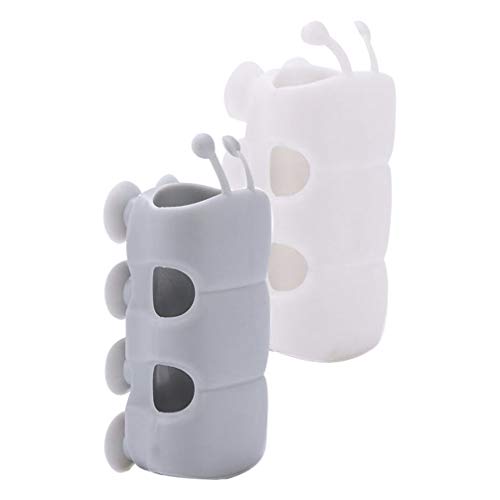 Cabilock 10Pcs Staffa per Doccia in Silicone Supporto per Soffione Doccia a Mano Ventosa Doccia a Parete Riposizionabile Supporto Fisso per Supporto per Adulto Bambino Anziano Bianco