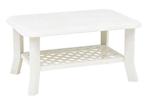 Tomaino Tavolo da appoggio Esterno in plastica Rettangolare 90 x 60 x 46 cm (Bianco)