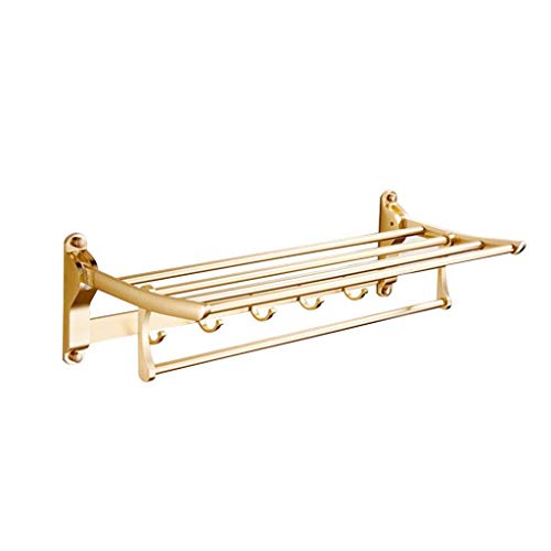 CHHD Portasciugamani Bagno Pieghevole Doppio a Parete con Ganci Portasciugamani in Alluminio 60 cm con portasciugamani Multiplo Bagno