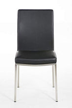 CLP Sedia Pranzo Grenoble in Similpelle E Acciaio Inox I Sedia Soggiorno Imbottita Moderna, Alt. 48 CM I Sedia Tavolo Salotto Moderna, Colore:Nero