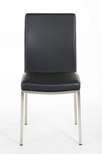 CLP Sedia Pranzo Grenoble in Similpelle E Acciaio Inox I Sedia Soggiorno Imbottita Moderna, Alt. 48 CM I Sedia Tavolo Salotto Moderna, Colore:Nero