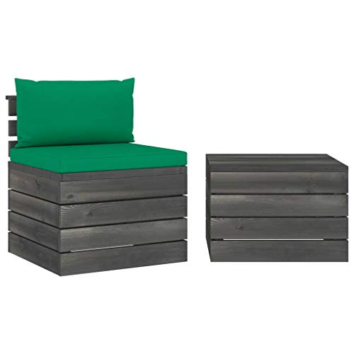 FAMIROSA Set Divani da Giardino su Pallet 2 pz con Cuscini Massello Pino-1664