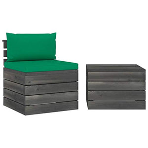 FAMIROSA Set Divani da Giardino su Pallet 2 pz con Cuscini Massello Pino-1664
