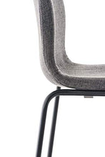 CLP Sgabello Bar Hoover in Stoffa I Sgabello Alto Design 4 Gambe in Metallo I Sedia Sgabello Impilabile con Schienale, Colore:Grigio Chiaro, Colore del Telaio:Nero