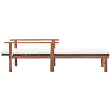 Tidyard Sdraio con Cuscino Polyrattan e Legno Massello di Acacia Nera, Sedie da Giardino, Sedie da Giardino in Legno 200 x 55 x 56 cm