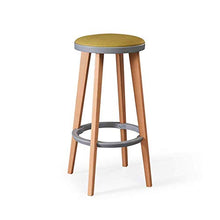 HLL Sgabelli, Nordic Fashion High Kitchen Colazione Sgabello per la Colazione in Legno Massello Pu Cuscino Staccabile Pedalo in Plastica 10 Colori,B.