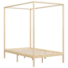 BIGTO - Struttura letto a baldacchino in legno di pino massiccio, per camera da letto, 120 x 200 cm, colore: Marrone chiaro