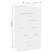 Goliraya Credenza Moderna con 6 Cassetti in Truciolato Nero/Bianco,Credenza da Salotto Moderna,Credenza con Cassetti,Cassettiera Moderna da Salotto,Cassettiera Moderna da Camera da Letto 50x34x96 cm