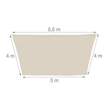 Relaxdays, Beige Tenda a Vela Trapezoidale, Impermeabile, Anti UV, Corde di Supporto, Terrazza e Giardino, 3x5,5x4x4m, 3 x 5,5 x 4 x 4 m