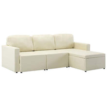 vidaXL Divano Letto Modulare a 3 Posti Divano Componibile per Tre Persone Divanetto Poltrone Arredo per Salotto Arredamento Crema in Similpelle