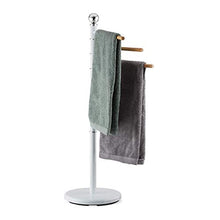Relaxdays Porta Asciugamani da Terra a 3 Bracci Mobili, Girevoli a 360°, Piantana da Bagno HxLxP 95 x 53 x 29 cm, Bianco