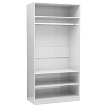 Cikonielf Armadio Aperto Camera da Letto con 3 Piccoli Scomparti 1 Ampio Scomparto con Asta per Appendere i Vestiti 100 x 50 x 200 cm Bianco lucido