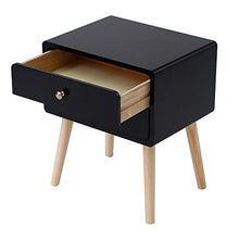 YIFAA Comodini Camera da Letto Set da Scandinavo con Cassetto per Letto, Soggiorno, Ufficio (Nero - Set da 2, 42x32x50cm)