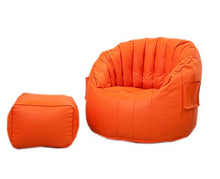 HongTeng Divani in Pelle Divano Pigro Tatami Fagiolo Borsa Camera Balcone pisolino Comodo Divano Piccolo Computer Lounge con poggiapiedi 80 × 80 cm (Color : Orange)
