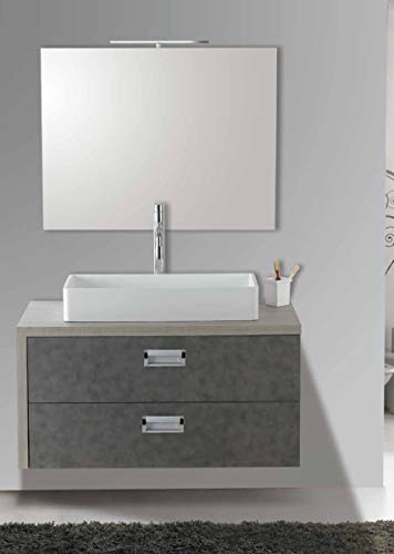 Set Mobile Lavabo Specchio LED Bagno Moderno Cassetti Componibili Dallas100 CERAMICHEMIRANDA-Rovere Ciok