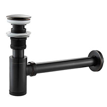 Trappola per Bottiglie Sifone Tondo in Ottone Colore Antico/Kit di Scarico Nero Vasca da Bagno per lavabo con Scarico Pop-up Orb