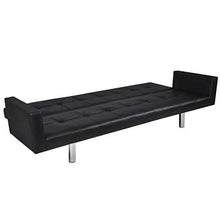 Divano letto in pelle sintetica pieghevole, 184 x 77,5 x 66,5 cm, 3 posizioni regolabili, in similpelle nera