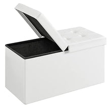 SONGMICS Pouf Contenitore, Cassapanca Contenitore con Coperchio Ribaltabile, Capacità di 80 Litri, Max Portata di 300 kg, 76 x 38 x 38 cm, Bianco LSF45WT