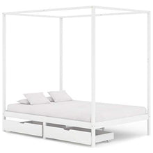SKM Giroletto con Baldacchino 2 Cassetti Bianco in Pino 120x200 cm