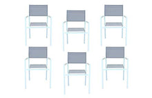 XONE Set White in Alluminio 1 Tavolo Estensibile (150/210x90cm) + 6 sedie impilabili con braccioli | Top di Gamma