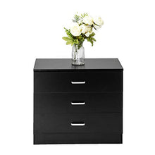 GUHUIHE Comodino, comodini con cassetto, Legno Semplice Comodo a 3 cassetti a 3 cassetti Tavolo Notturno Nero, Comodino (66 x 33 x 56) cm
