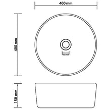 vidaXL Lavandino Lusso Rotondo Lavello per Bagno Lavabo per Toilette Sanitari Prodotti per Bagno Vaschetta Nero Opaco 40x15 cm in Ceramica
